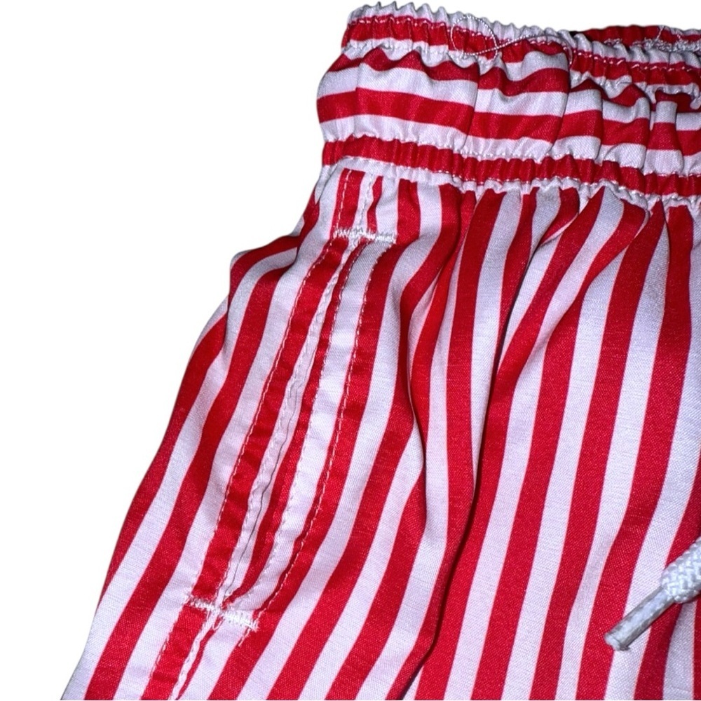 Dondolo Baby Boys Red White Stripe Swim Trunks 18M Lined Drawstring Patriotic - Picture 2 of 8